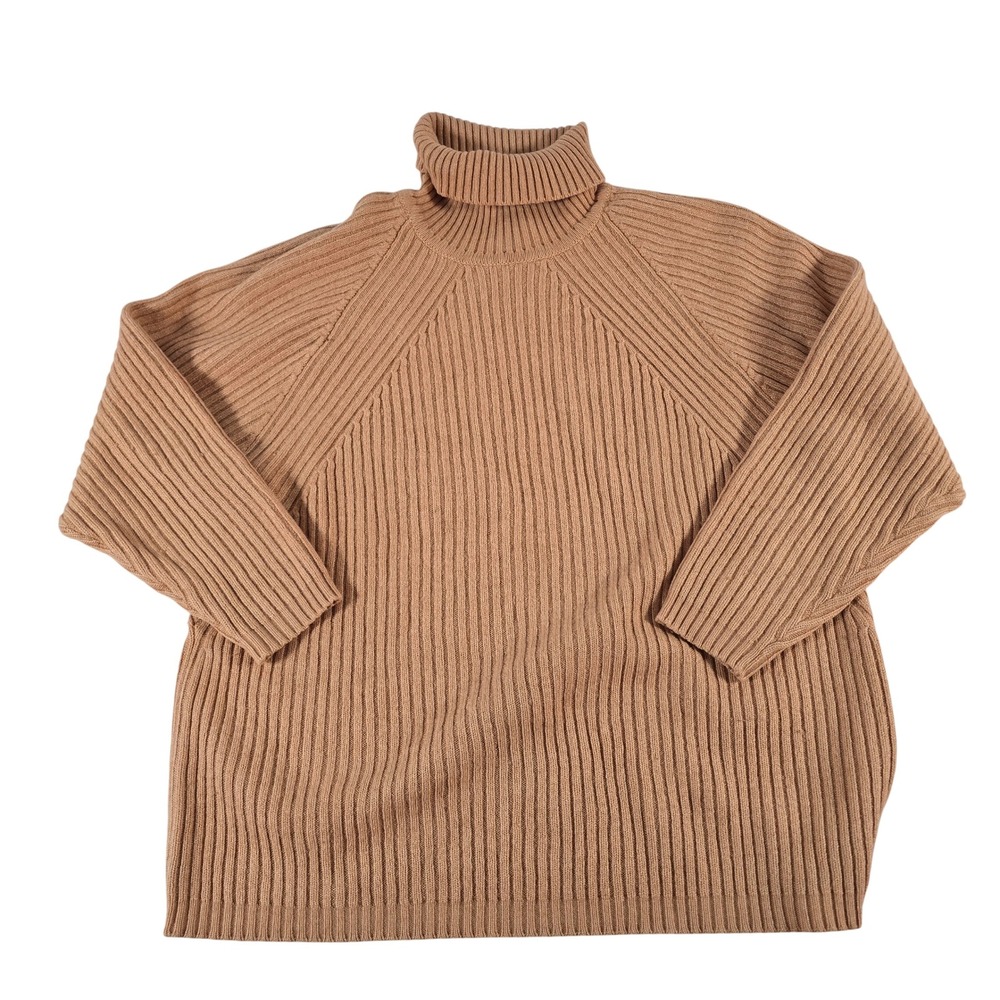 Clan Douglas Pure Cashmere Turtleneck Sweater Camel Ribbed Knit Scotland Mens M